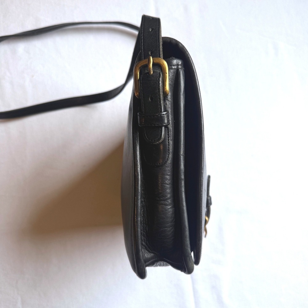 Vintage 1984 Coach Saddle Pouch Large 9585 Black Glovetanned Leather Crossbody - Picture 4 of 9